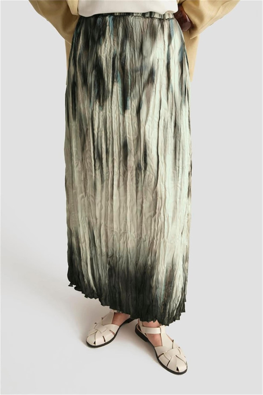 Kraşlı Desenli Etek Haki - 25Y1830