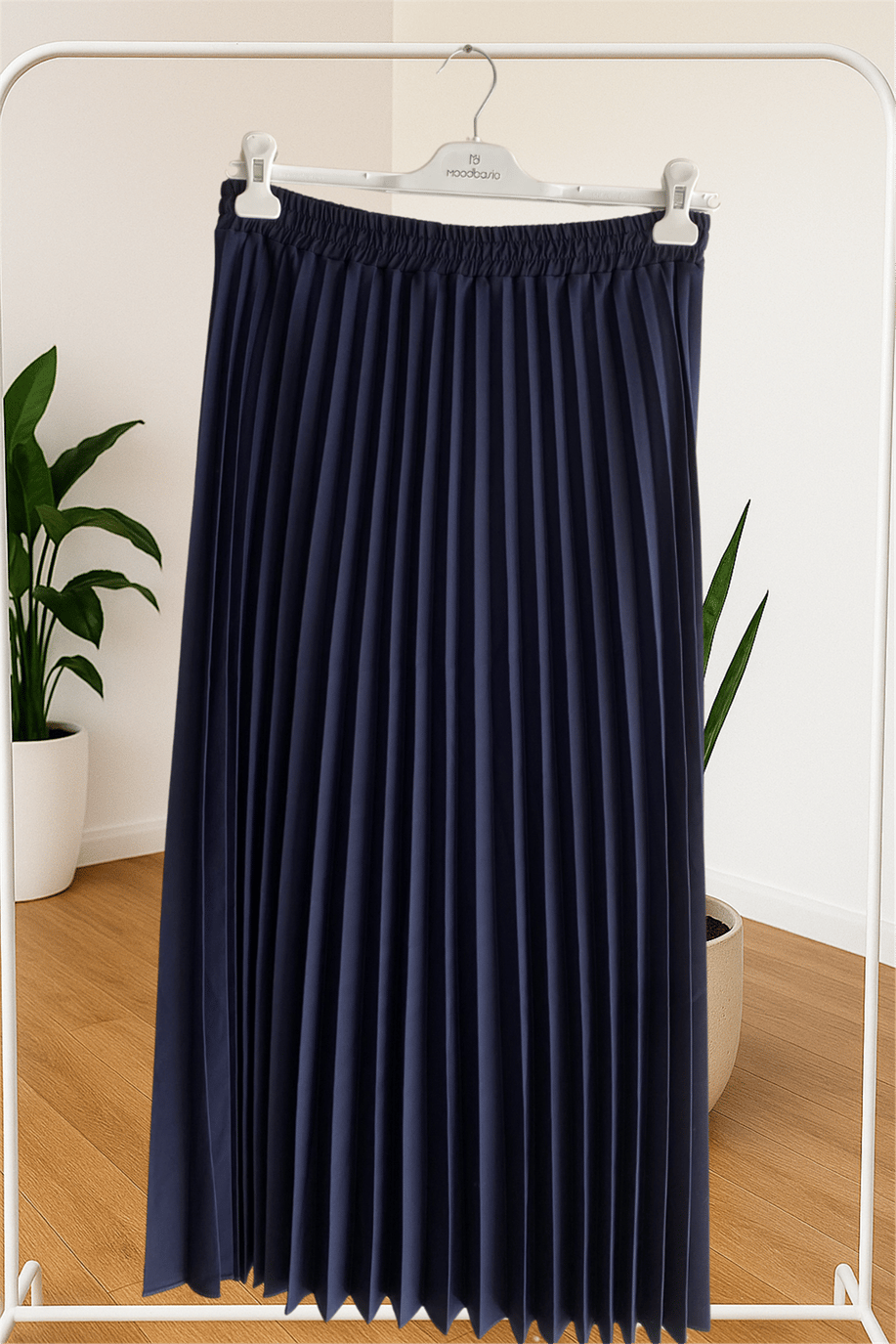 Krep Pliseli Etek Lacivert - 25KMB0932