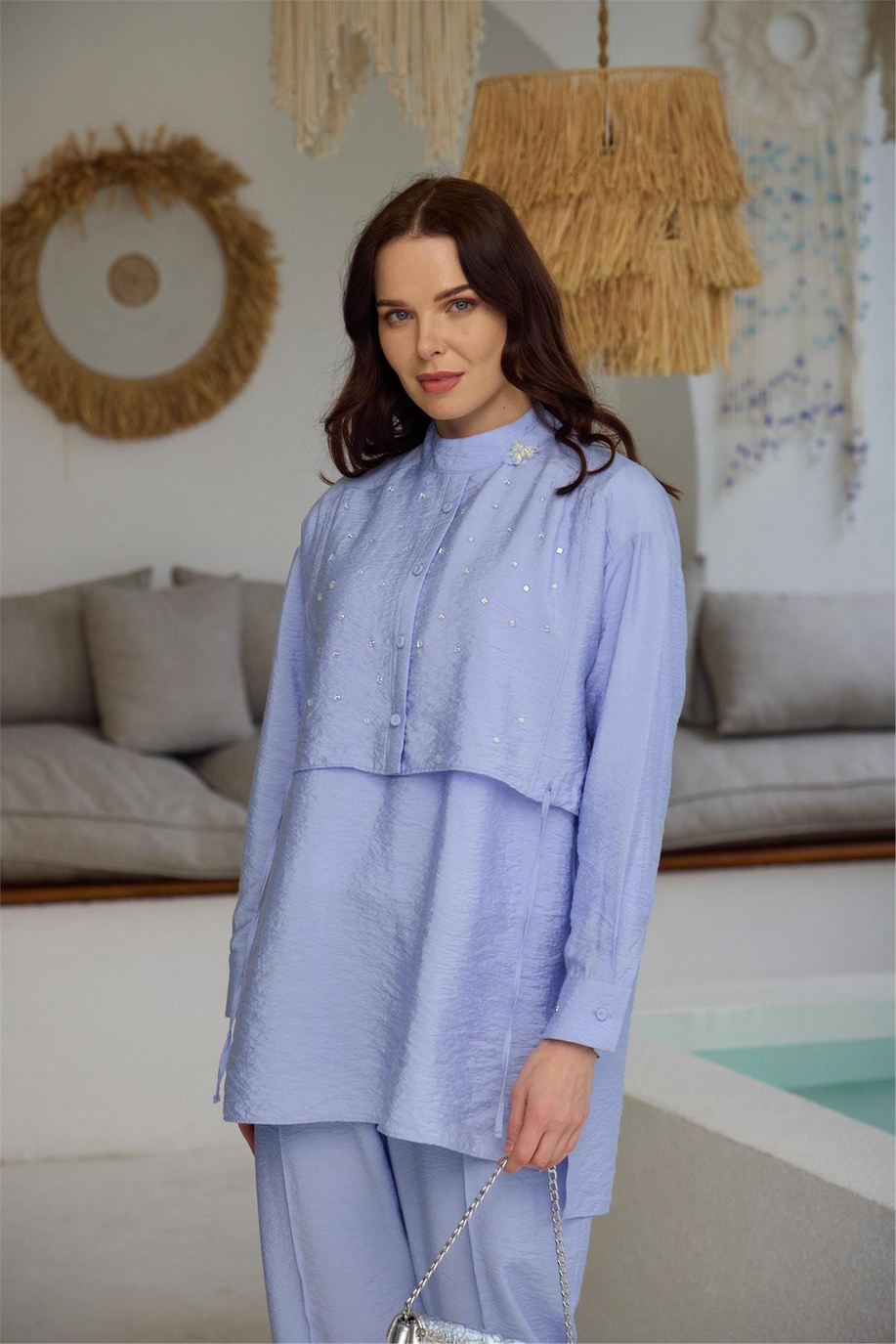 Kristal Taşlı Cupra Leylak Takım