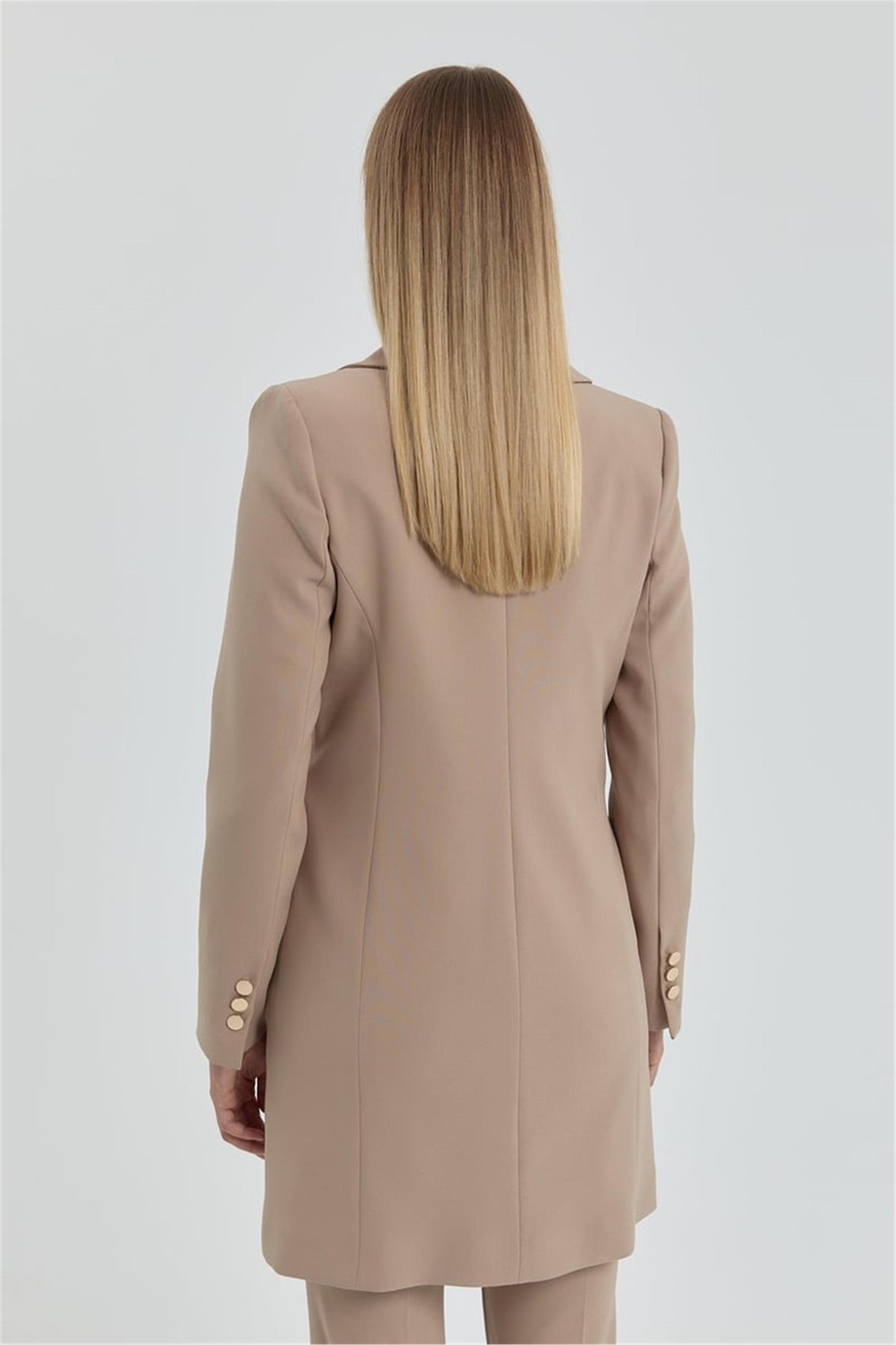 Kruvaze Blazer Ceket Bej