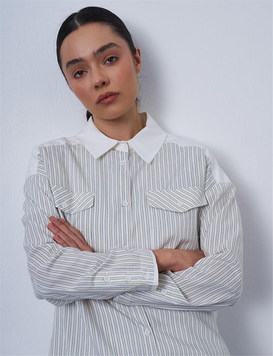 Kumaş Garnili Pamuklu Tunik Lime