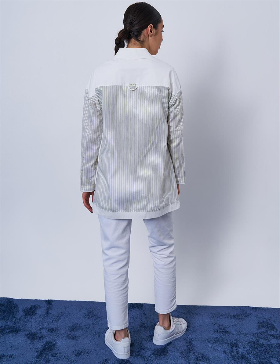 Kumaş Garnili Pamuklu Tunik Lime