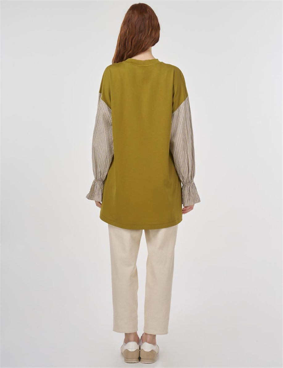 Kumaş Kenarlı Jersey Sweatshirt Haki