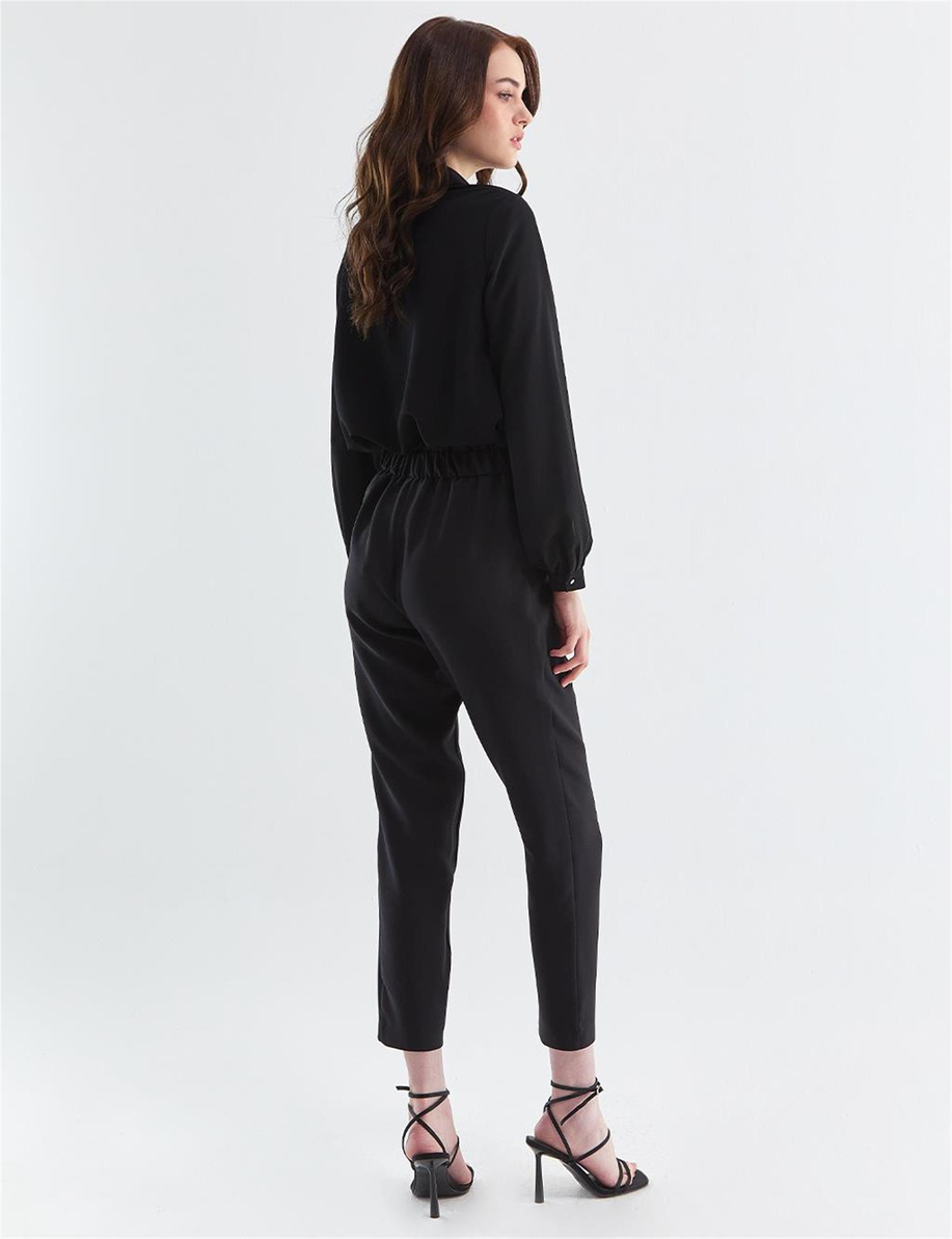 Kyr 4 Düğmeli Pileli  Siyah Pantolon