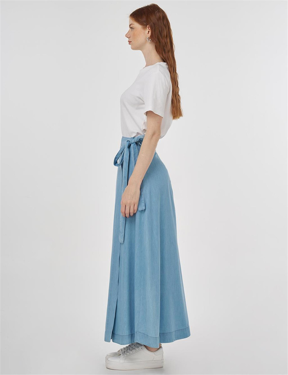 Lyocell Anvelop Etek Buz Mavisi