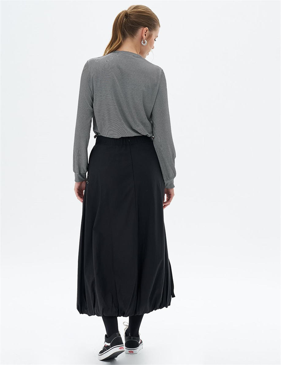 Metal Aksesuarlı Balon Siyah Etek