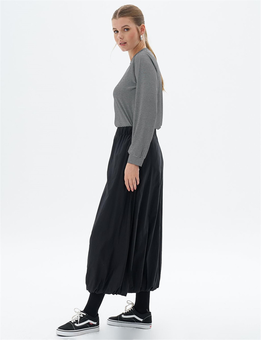 Metal Aksesuarlı Balon Siyah Etek