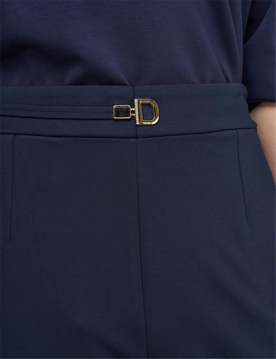 Metal Tokalı Boru Paça Pantolon Koyu Lacivert