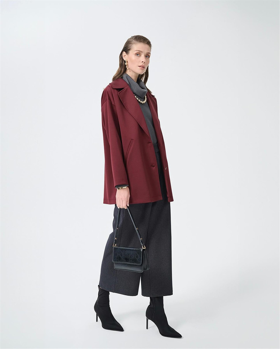Modal Kumaş Bordo Ceket