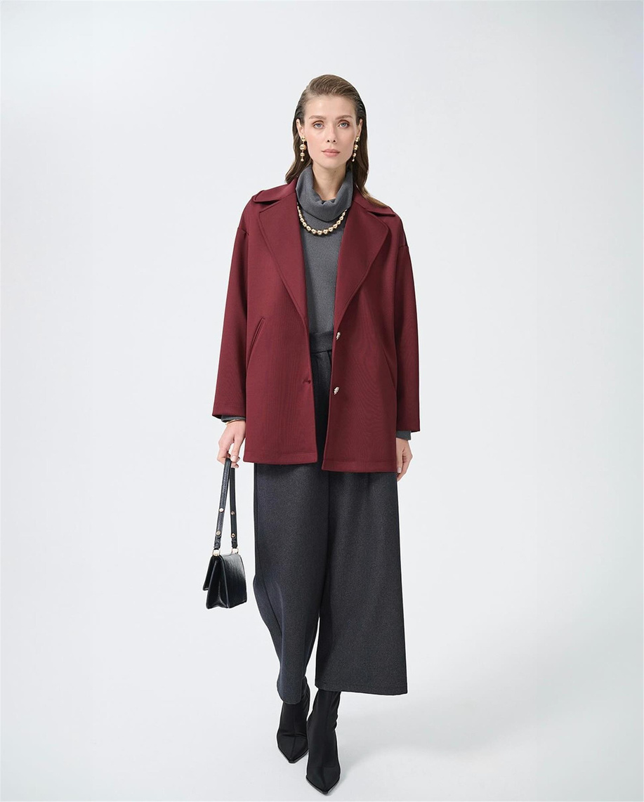 Modal Kumaş Bordo Ceket