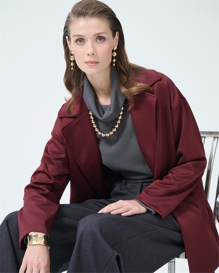 Modal Kumaş Bordo Ceket
