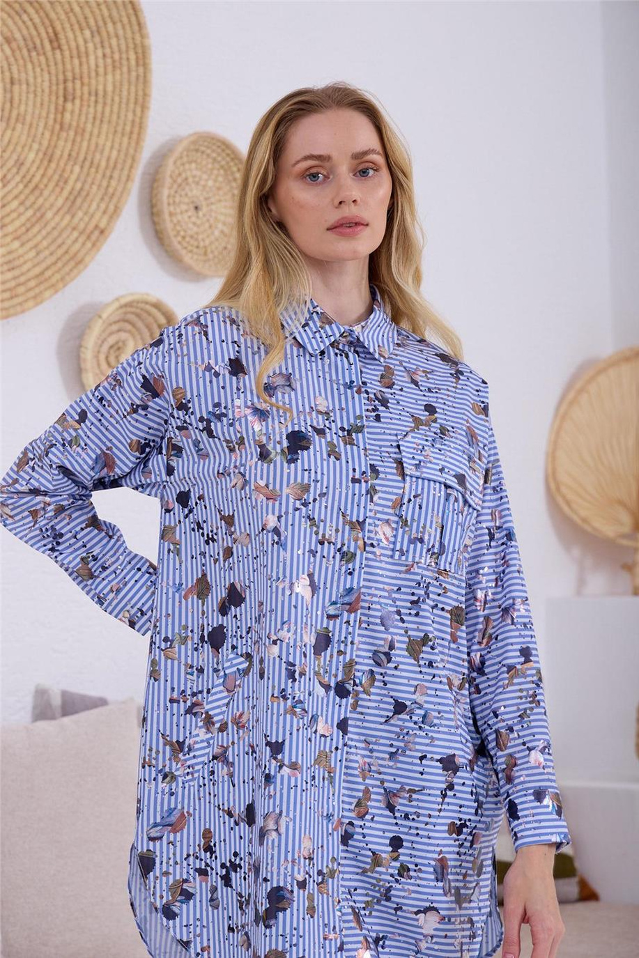 Mood Basıc Gömlek Mavi