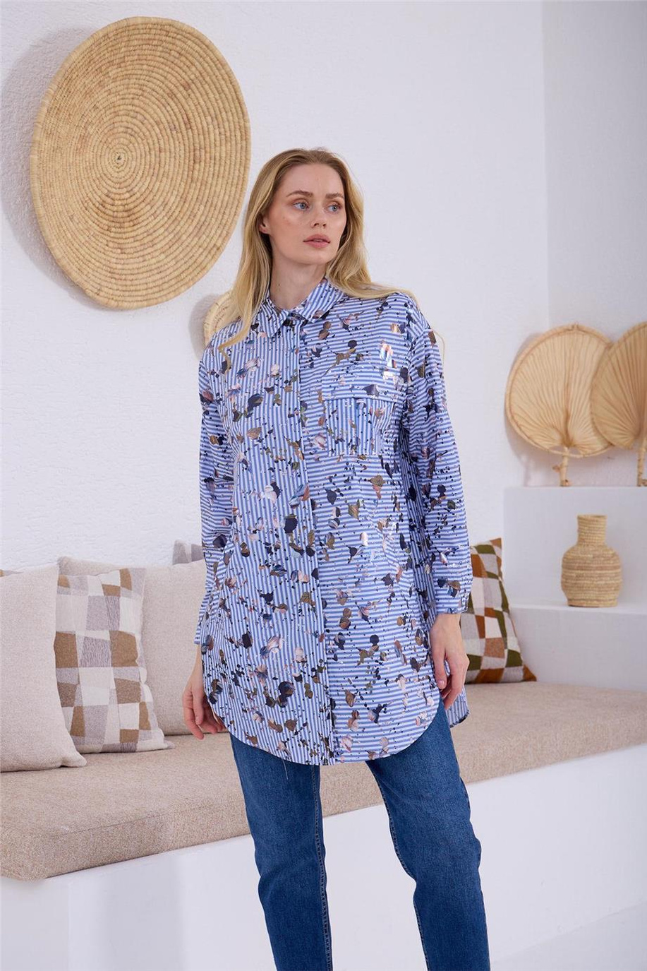 Mood Basıc Gömlek Mavi