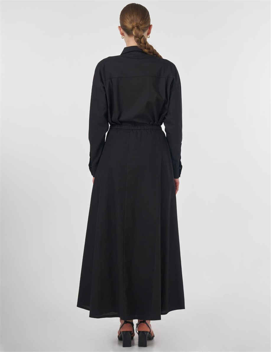 Nakış İşlemeli Çan Etek Siyah