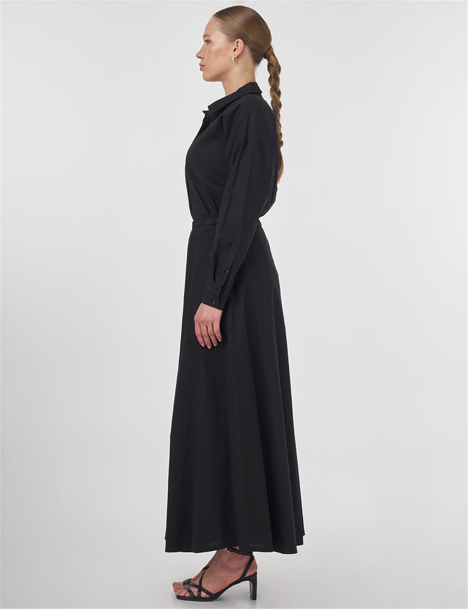 Nakış İşlemeli Çan Etek Siyah