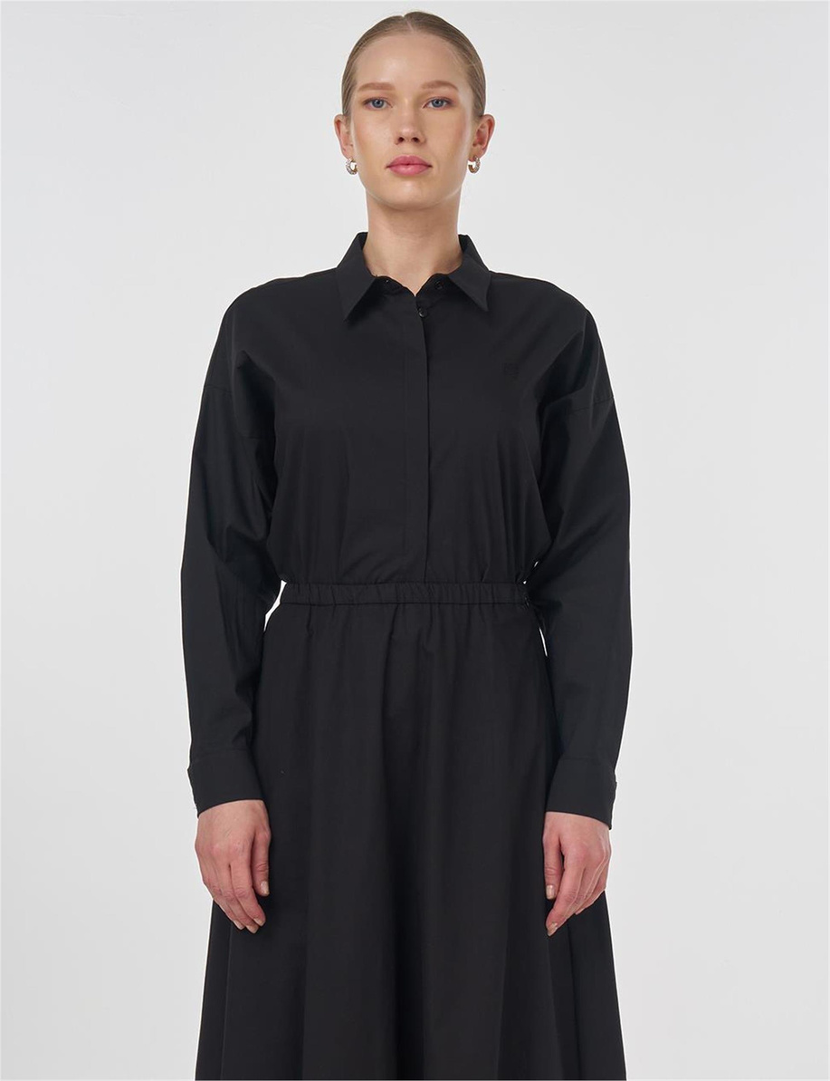 Nakış İşlemeli Çan Etek Siyah