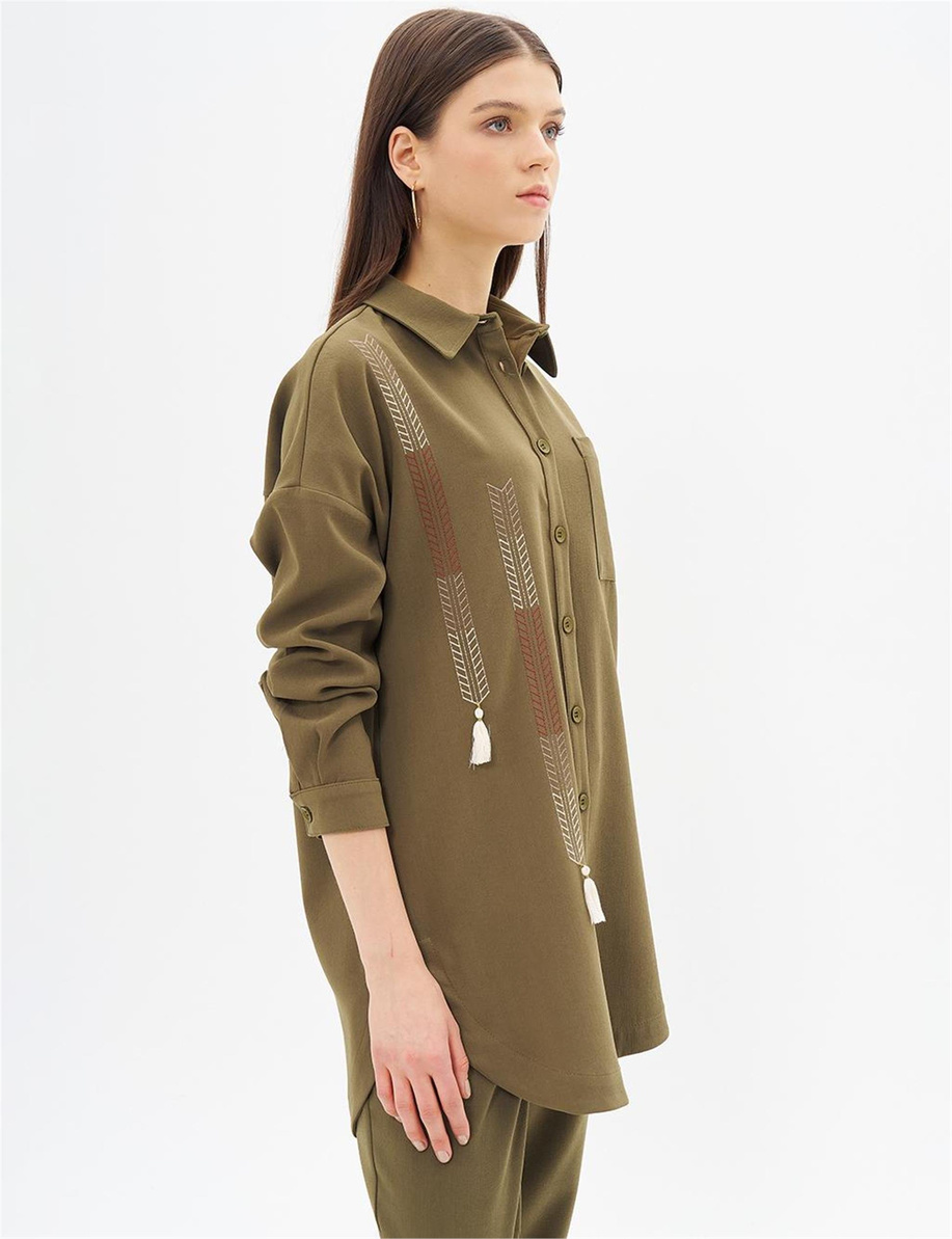 Nakış İşlemeli Haki Takım