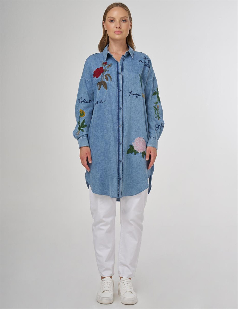 Nakışlı Lyocell Tunik Havlu Yıkama