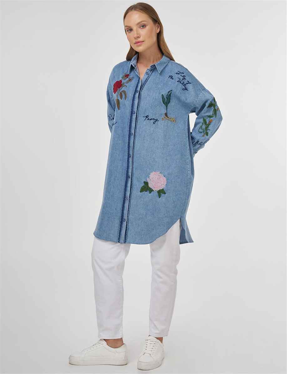 Nakışlı Lyocell Tunik Havlu Yıkama