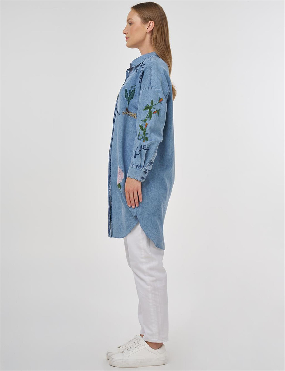 Nakışlı Lyocell Tunik Havlu Yıkama