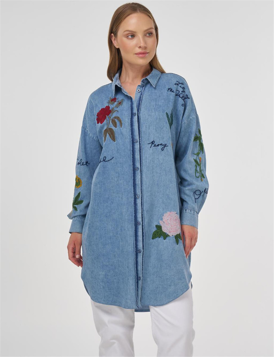 Nakışlı Lyocell Tunik Havlu Yıkama