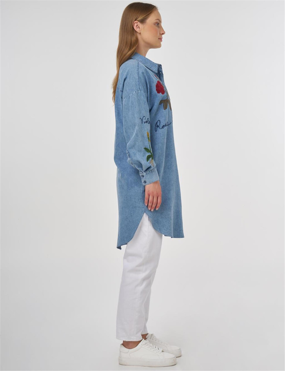 Nakışlı Lyocell Tunik Havlu Yıkama