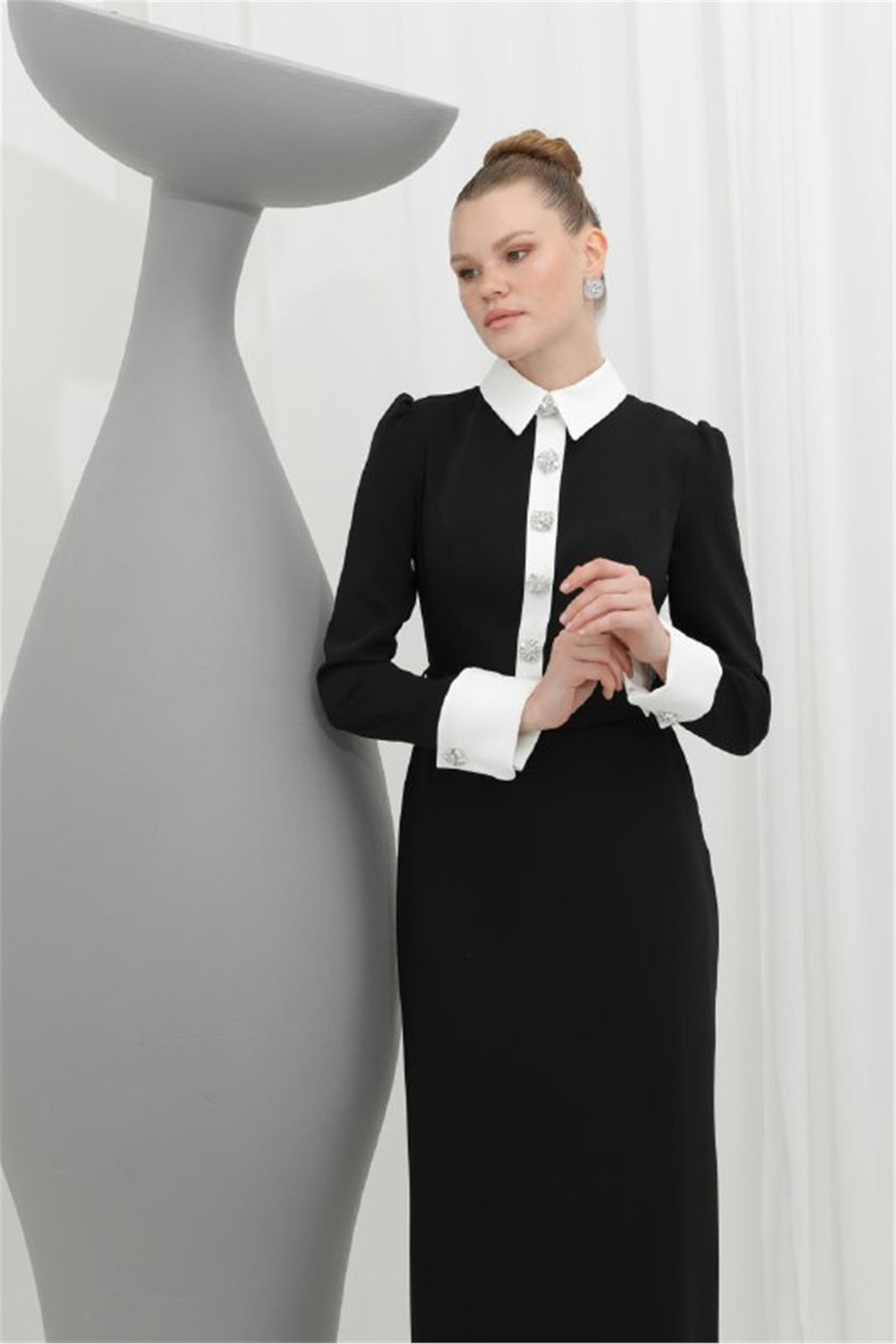 Ö Siyah-Ekru Elbise