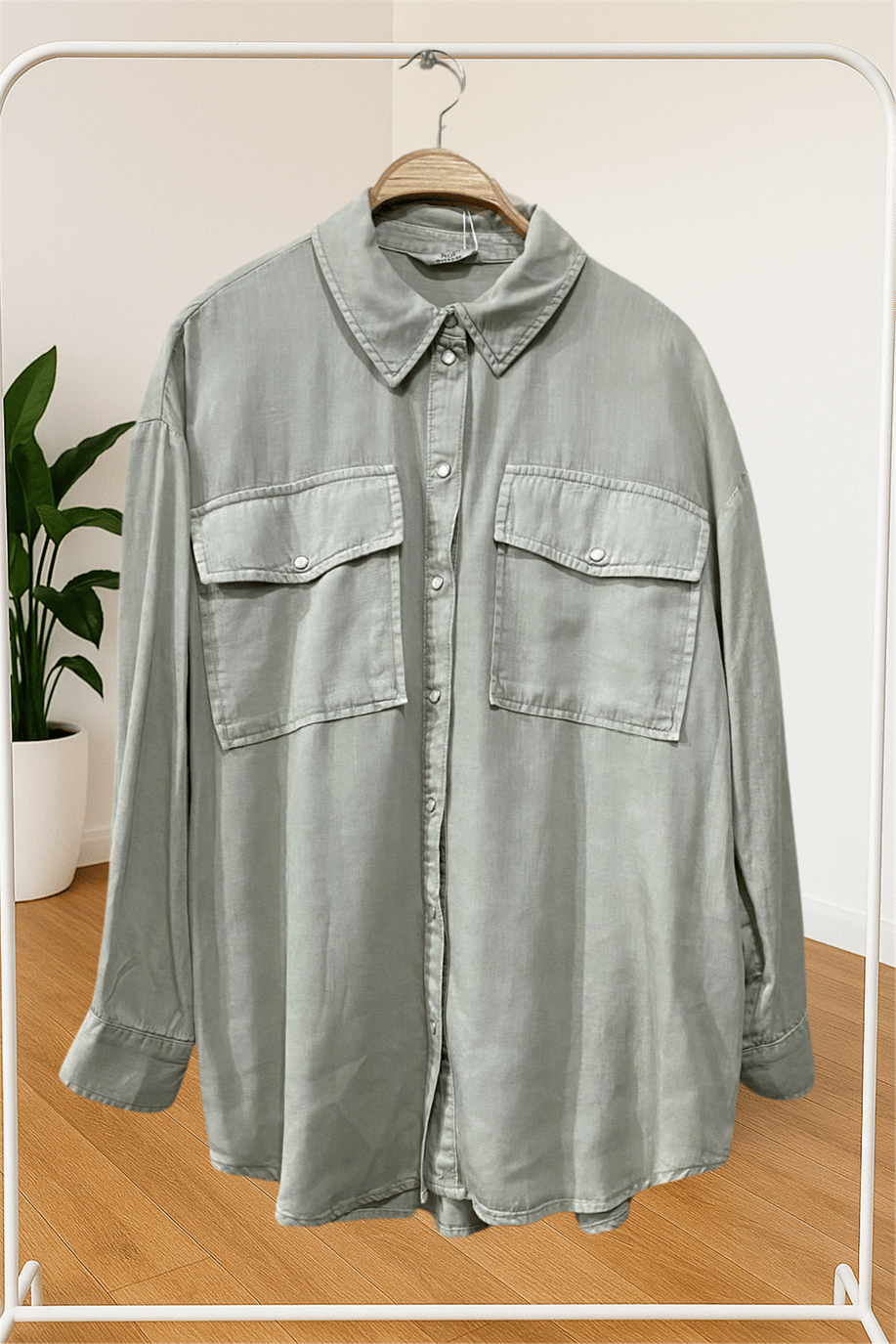 Oversize Cepli Gömlek Haki