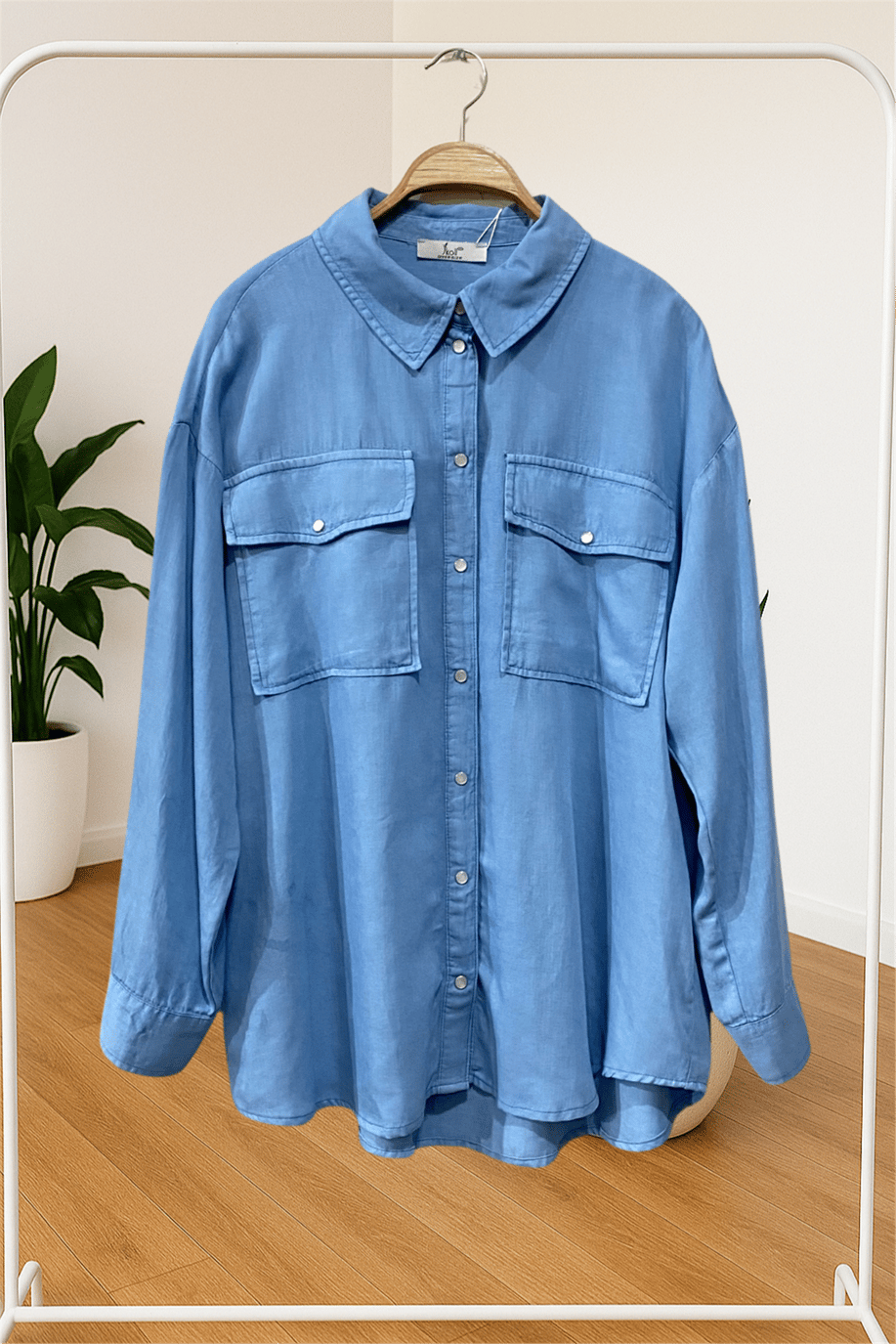 Oversize Cepli Gömlek Mavi