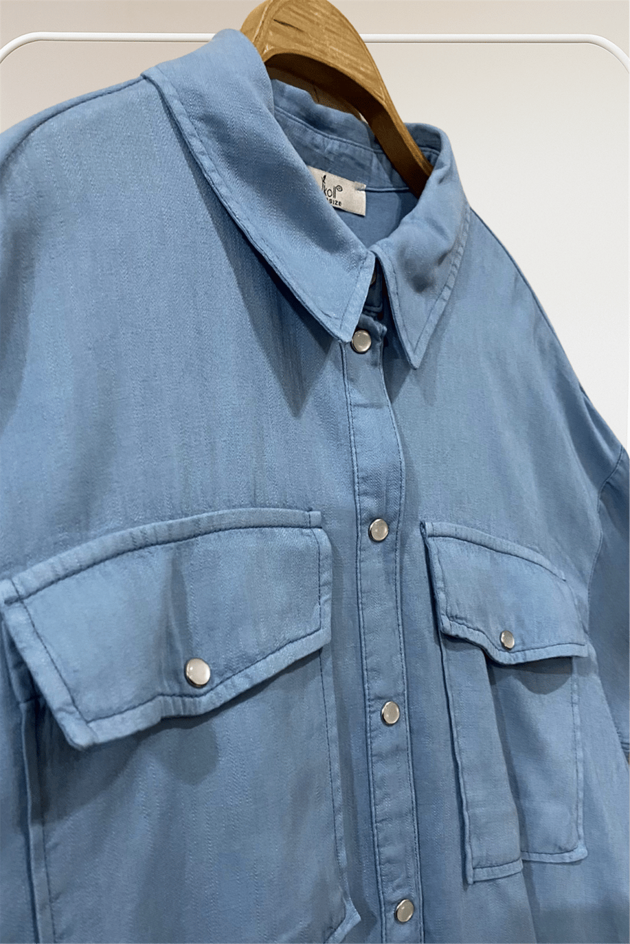 Oversize Cepli Gömlek Mavi