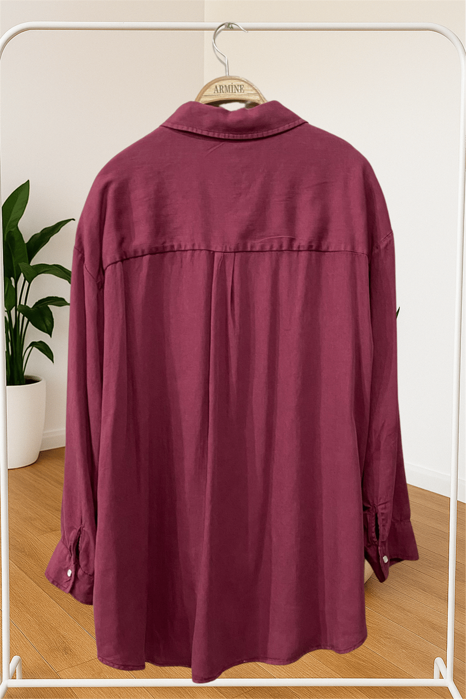 Oversize Cepli Gömlek Mürdüm