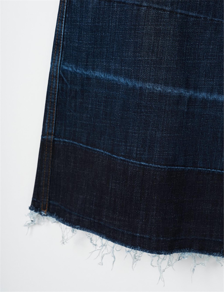 Paçası Eskitmeli Denim Lacivert Pantolon