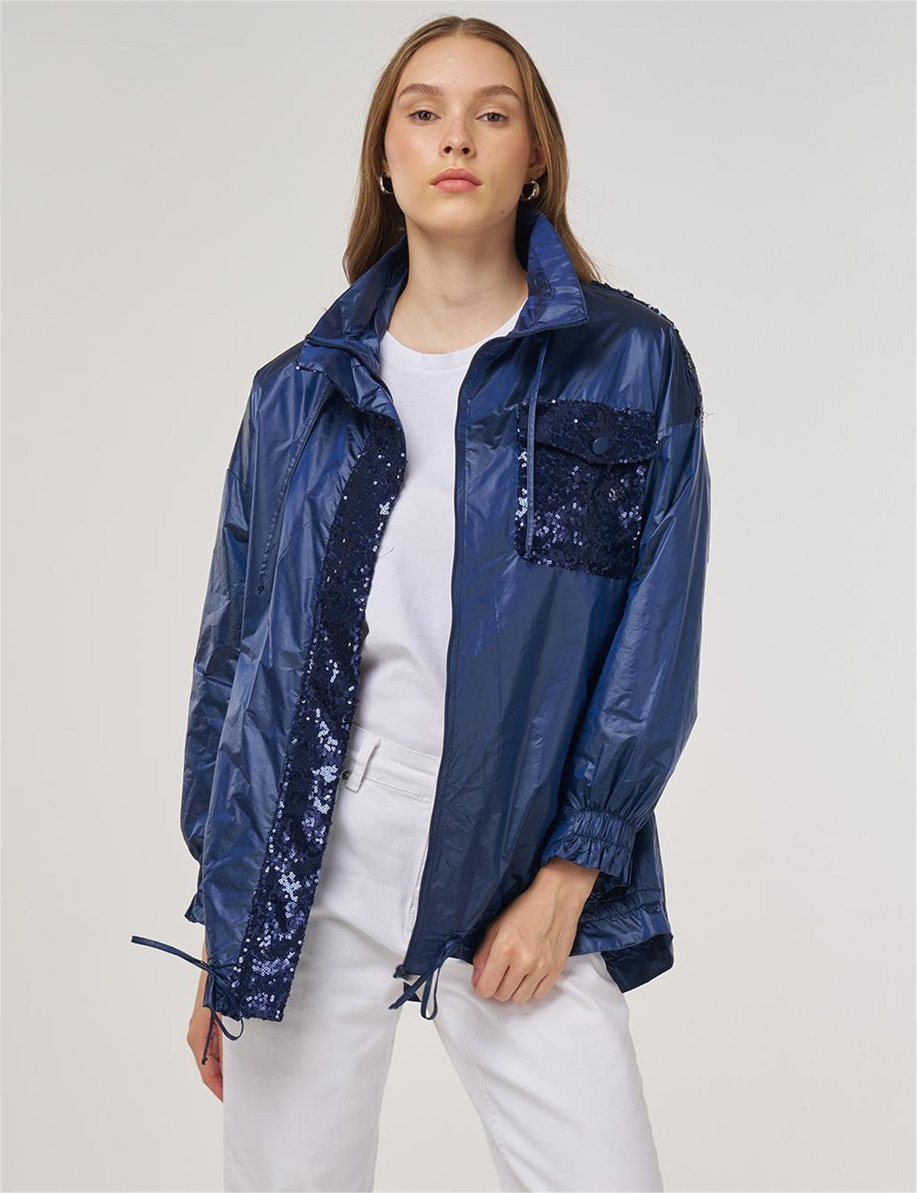 Payet İşlemeli Ceket İndigo