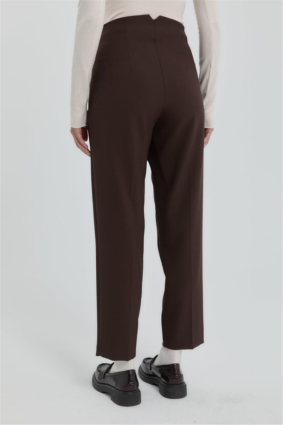 Pens Detaylı Havuç Pantolon Kahve