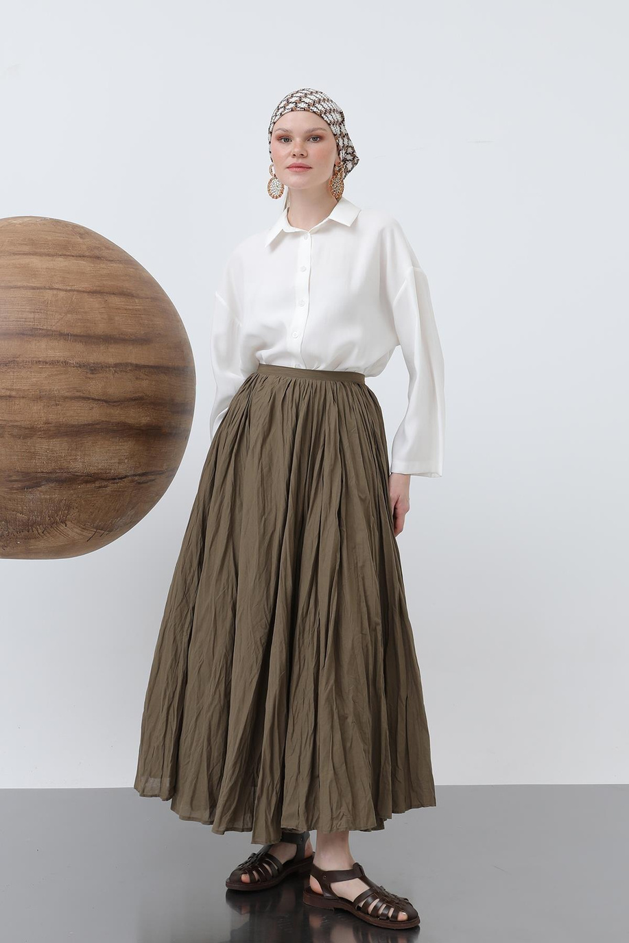 Pileli Uzun Oliv Etek
