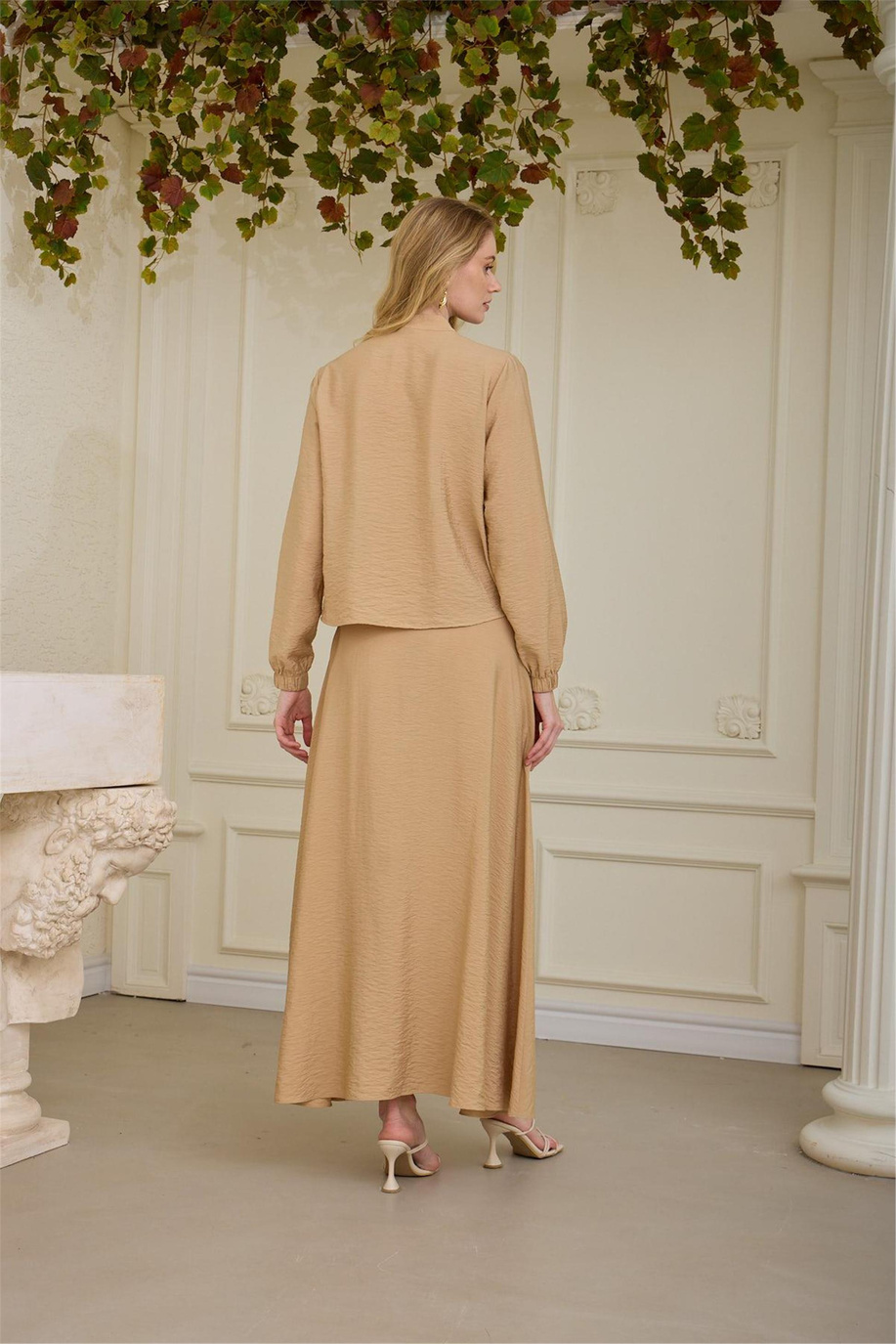 Pilise Detaylı Cupra Etekli Takım Latte - 25YMB24662