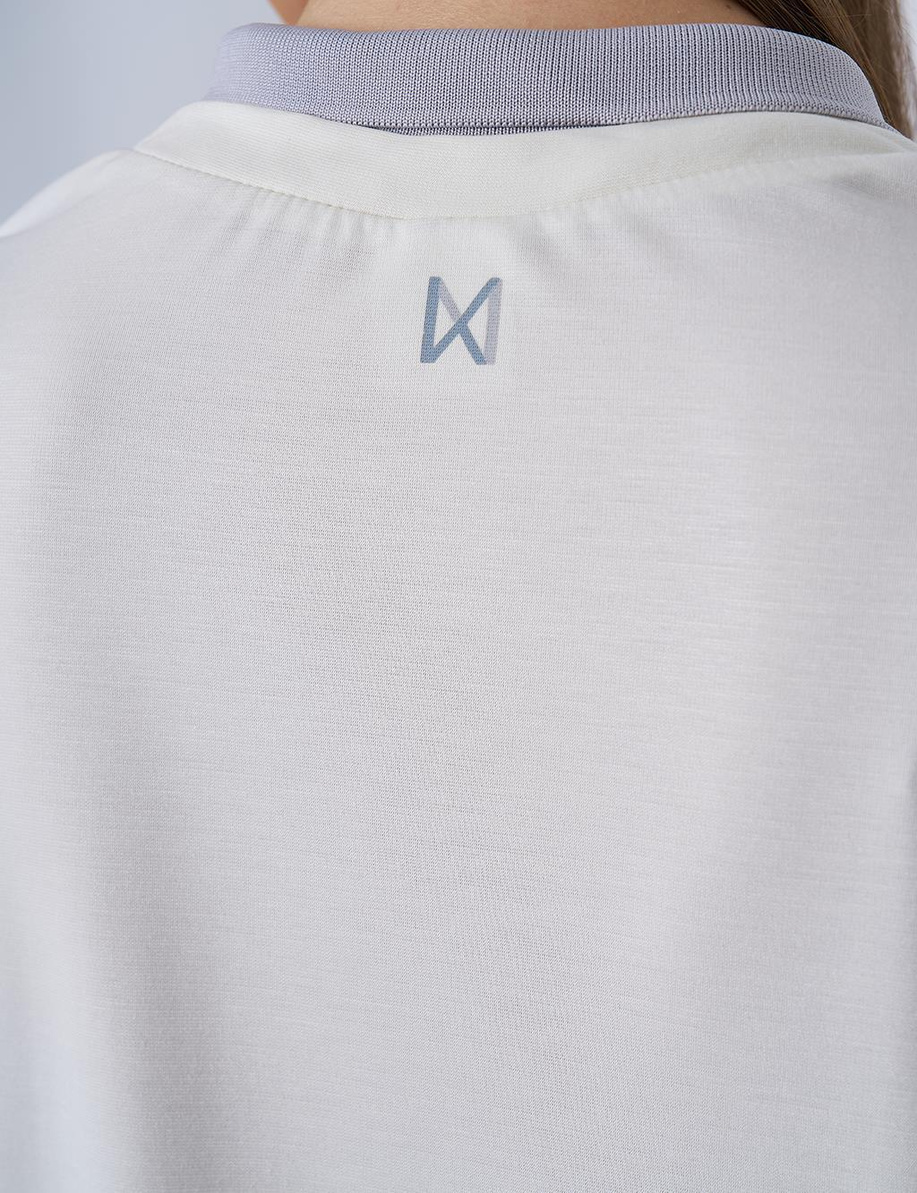 Polo Yaka Baskılı Sweatshirt Ekru