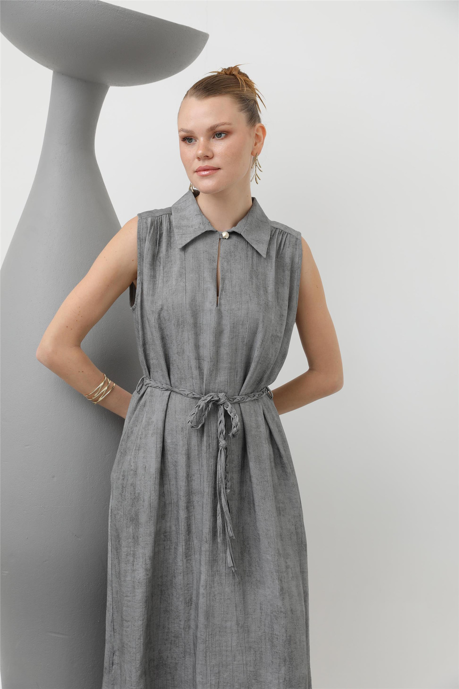 Puane Antrasit Elbise - 25YP32215