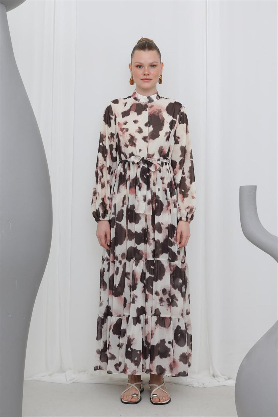 Puane Elbise Bej-Kahve 25YP12601