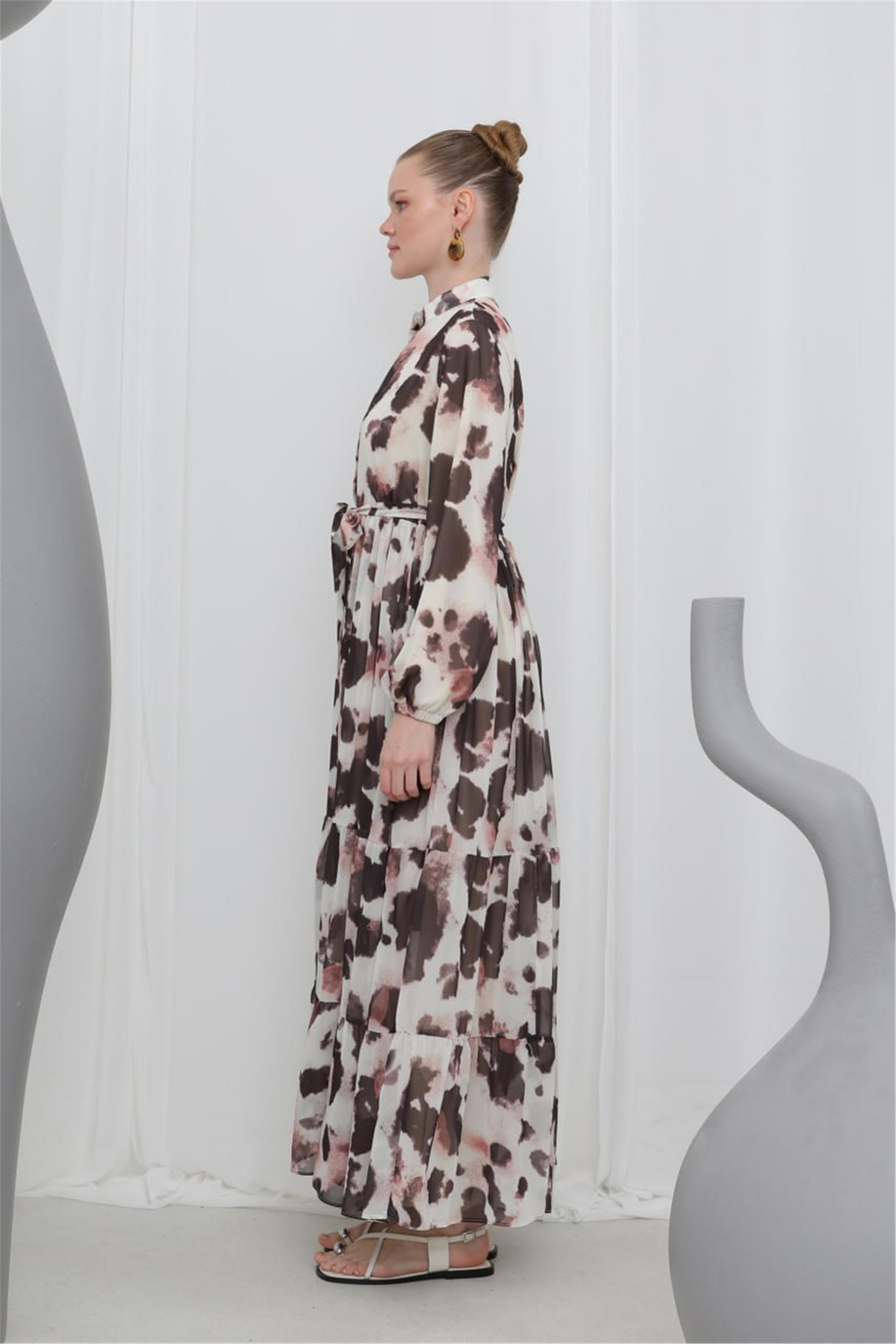 Puane Elbise Bej-Kahve 25YP12601