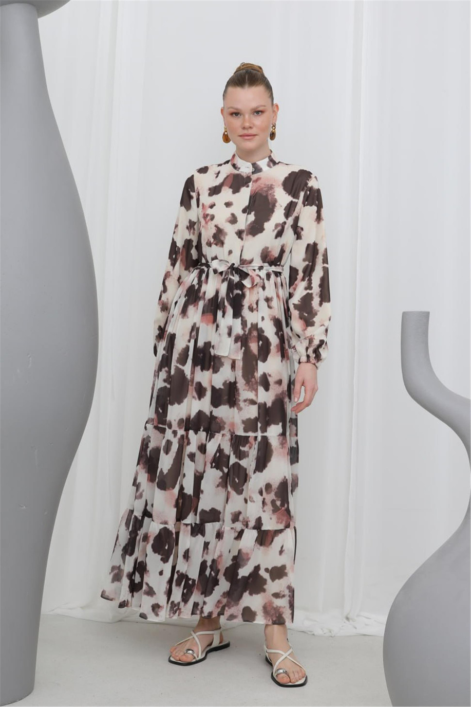 Puane Elbise Bej-Kahve 25YP12601