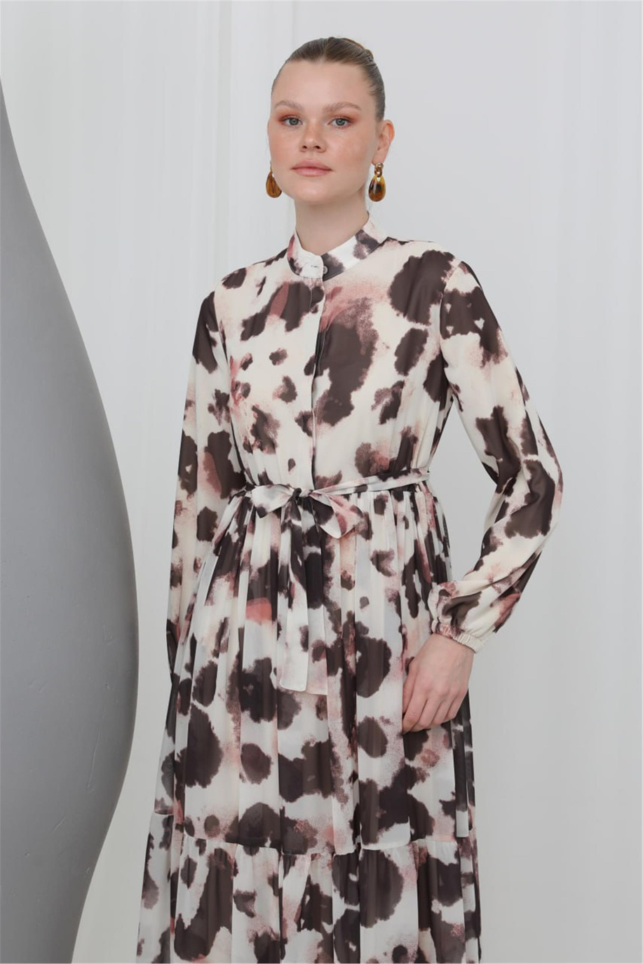 Puane Elbise Bej-Kahve 25YP12601