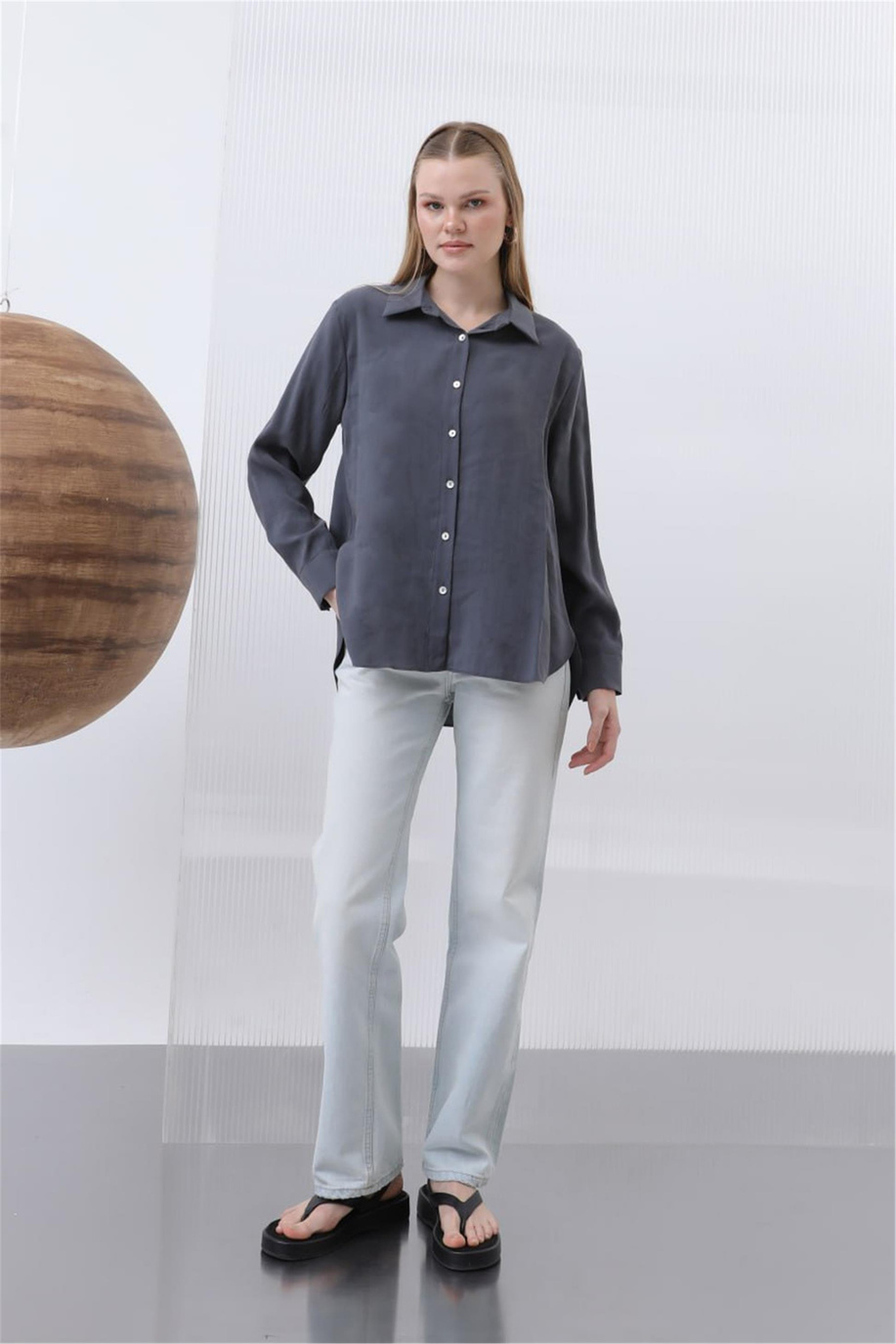 Puane Gömlek Antrasit 25YP32207