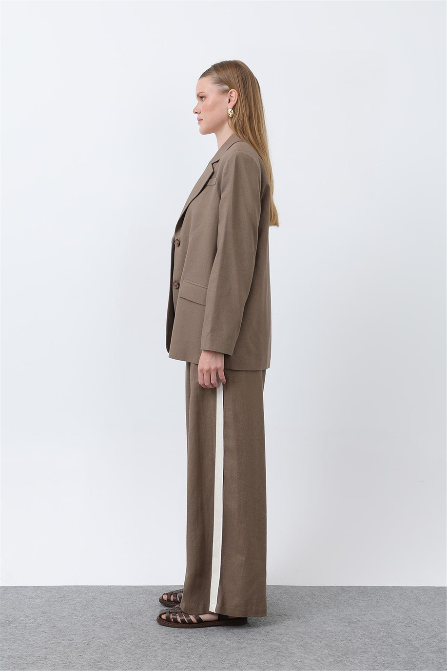 Puane Kahve-Ekru Pantolon - 25YP32302