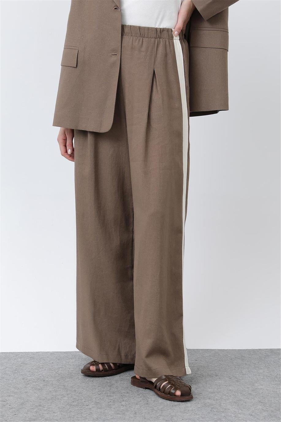 Puane Kahve-Ekru Pantolon - 25YP32302