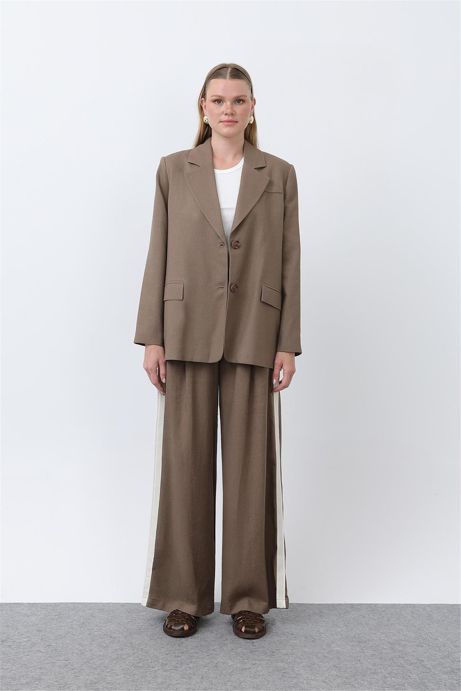 Puane Kahve-Ekru Pantolon - 25YP32302