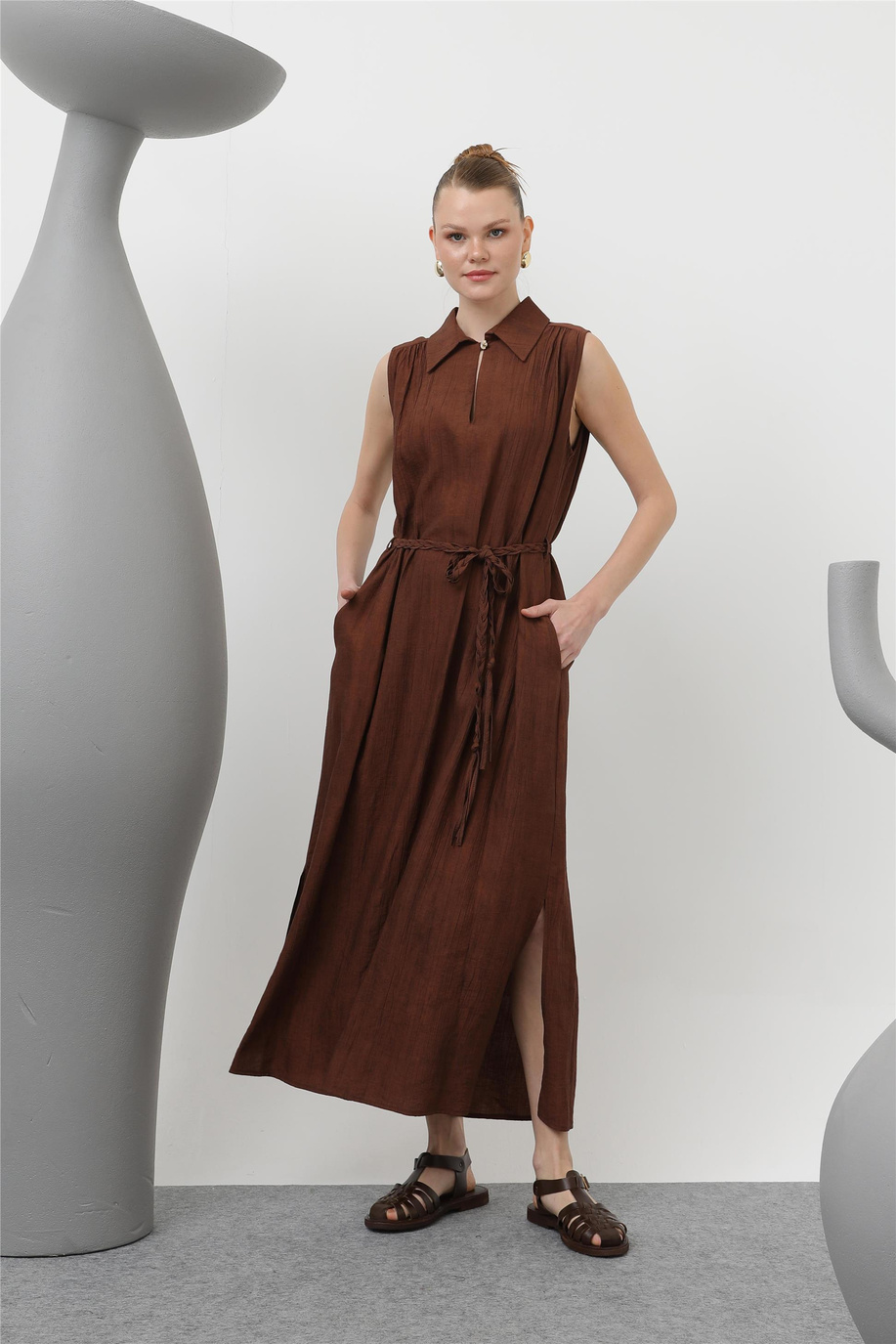 Puane Kahve Elbise - 25YP32215