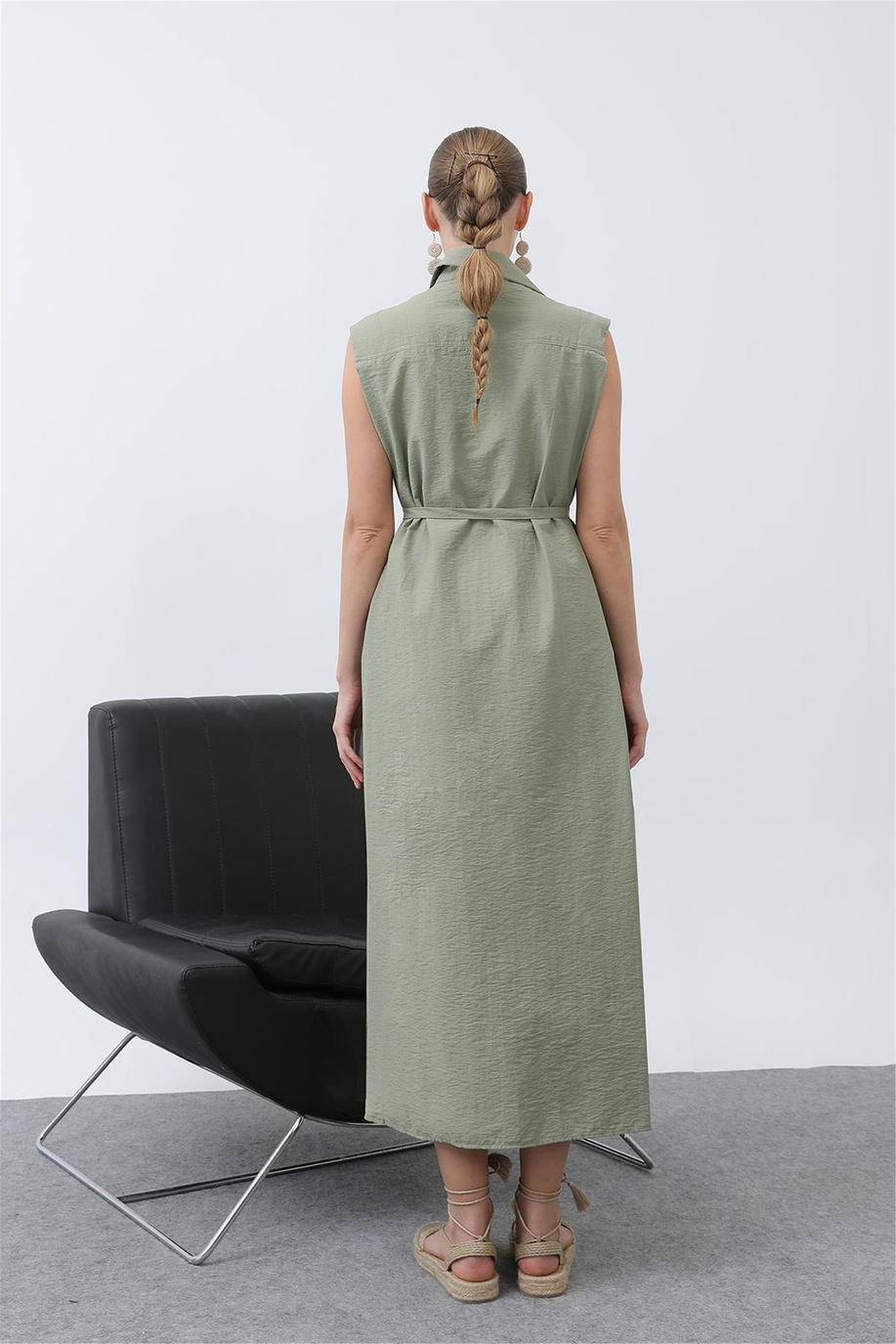 Puane Koyu Haki Elbise - 25YP32242