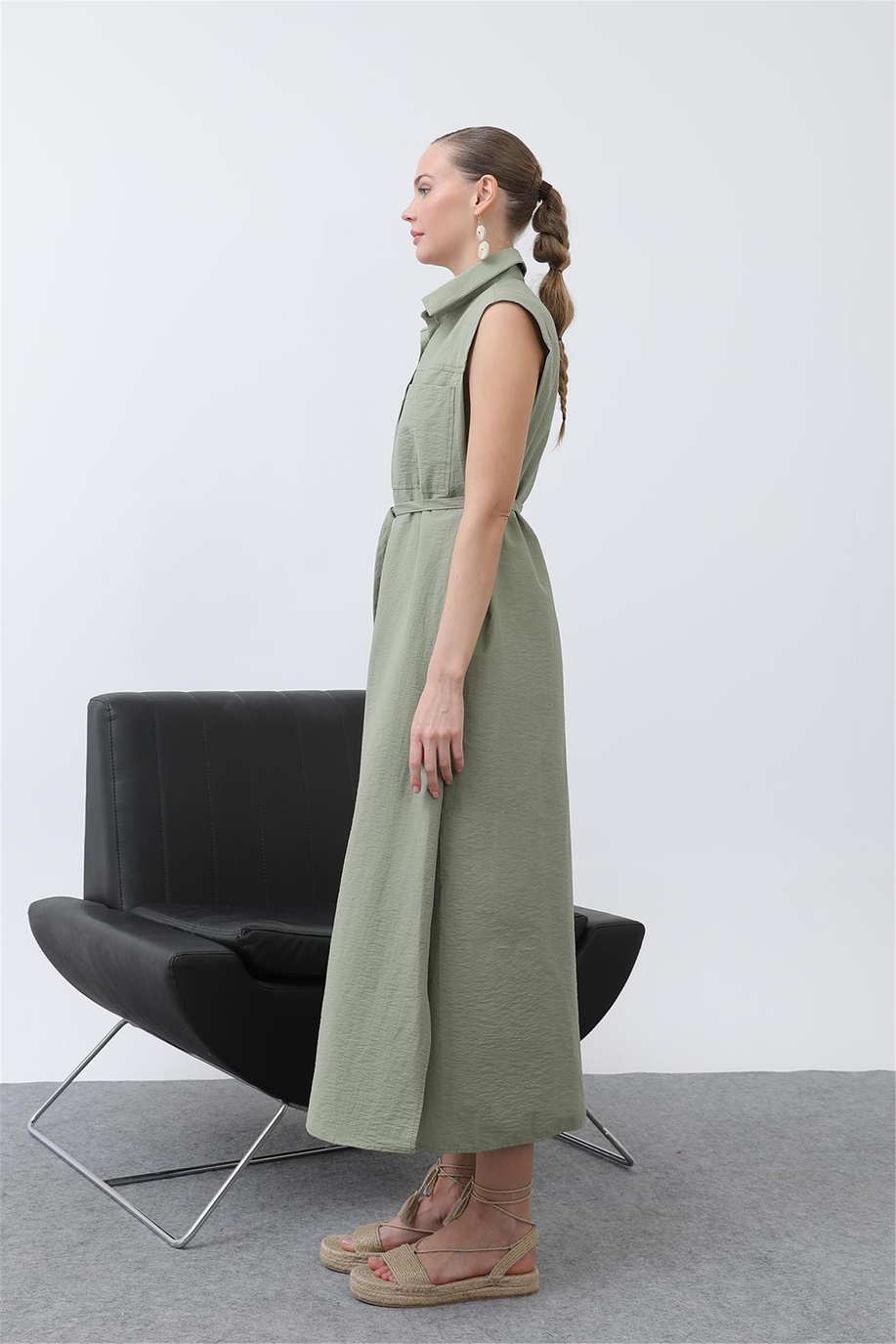 Puane Koyu Haki Elbise - 25YP32242