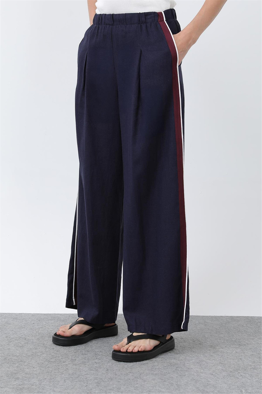 Puane Navy-Ekru Pantolon - 25YP32302